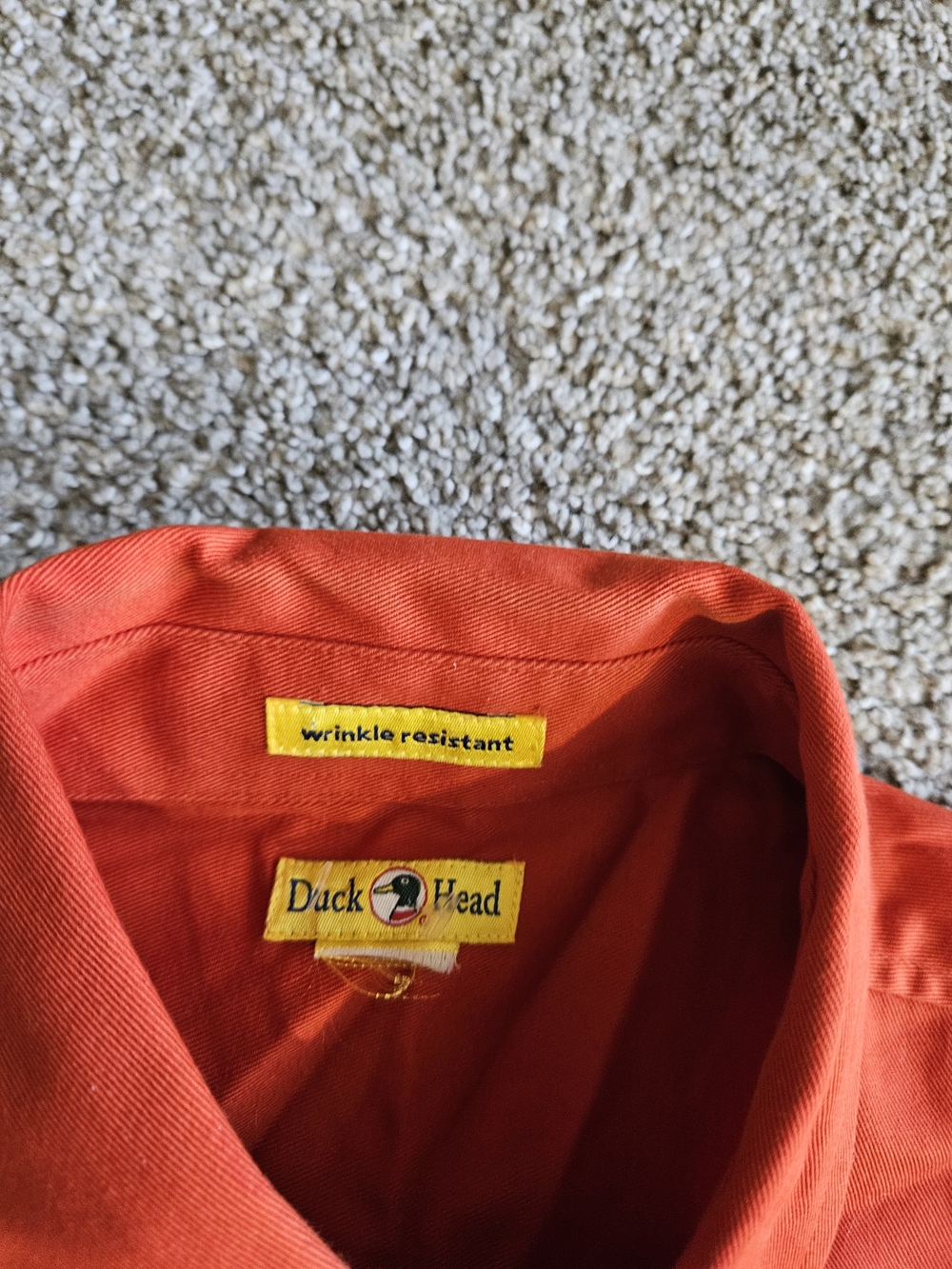 Duck Head Men's Button-Down Shirt in Bright Orange-Red